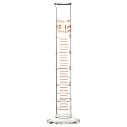 stonylab 1-Pack Graduated Cylinder, Borosilicate Glass 50 ml Heavy Wall Graduated Glass Measuring Cylinder - size: 50 ml