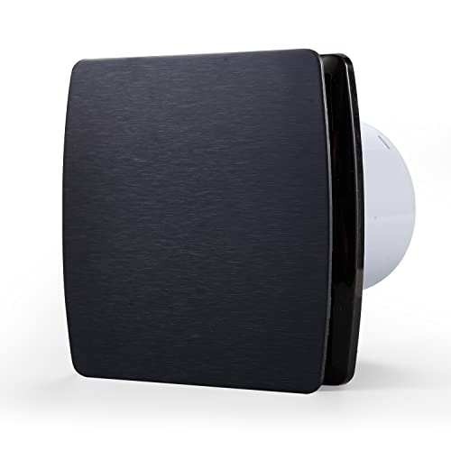 Zeyzer Black Bathroom Fan 110 CFM 1.0 Sone 5.9" Duct Square Ceiling or Wall Mount Ventilation Exhaust Fan for Bathroom/Corridor/Office/Laundry Room/SHop - color: Black