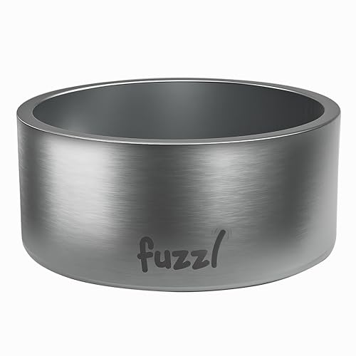 Fuzzl Titan Thermal Bowl 8 inch - Brushed Stainless Steel Insultated Thermal Bowl for Indoors and Outdoors with Rubber Base - Versatile Bowls and Dog Water Bowl for Hydration and Feeding