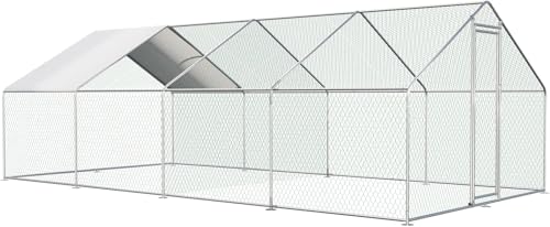 Large Chicken Coop for 40 Chickens Metal Chicken Run with Waterproof Cover for Walk-in Chicken Run for Yard Outdoor Poultry Cage - color: 4-Unit Coops