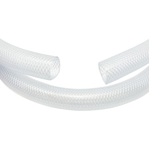 Gloxco Clear Braided PVC Tubing, Food Grade, Heavy Duty Reinforced Hose, 1" ID, 50 Ft Length - size: 1" x 50 Ft