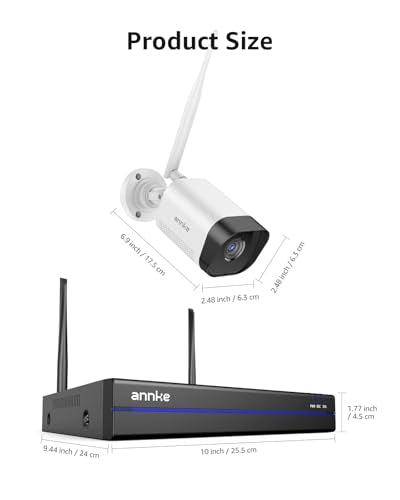 ANNKE Wireless Camera System, 16CH Expandable 4K Security NVR, 4Pcs 3MP Outdoor Cameras(Plug-in Power Required), 2-Way Audio, Dual-Band WiFi, Human Detection, IP66 Waterproof, 24/7 Protection, 1TB HDD