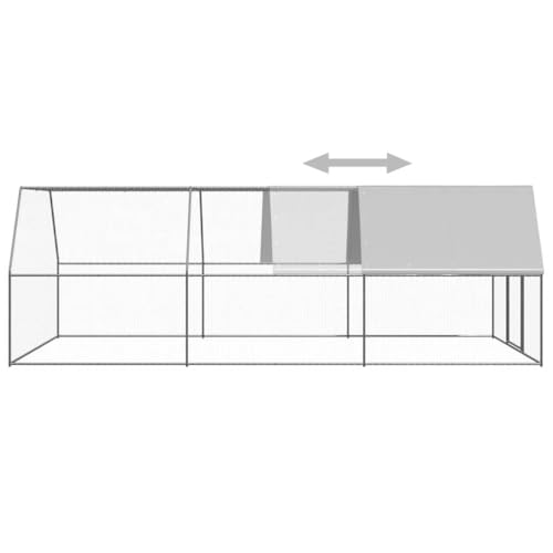 Outdoor Chicken Coop Large 9.8'x19.7'x6.6' Galvanized Steel Rabbit Hutch Duck Enclosure with Lockable Door for Hens Ducks Rabbits - size: 9.8' x 19.7' x 6.6' (W x D x H)