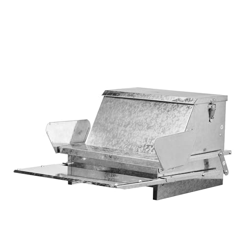 20'' Automatic Treadle Chicken Feeder, No Waste No Spill Rodent Proof Metal Chicken Feeder with Weatherproof Lid & Lock, Chicken Supplies for Your Chickens Duck Bantams Pheasants Poultry Coop