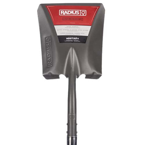 Radius Premium 41-Inch D-Handle Square Point Shovel, Heavy Duty Steel Shaft, Flat Head Transfer Shovel for Landscaping & Yard Work - style: D-Handle, Square Point