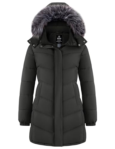 wantdo Women's Long Hooded Winter Coat Warm Quilted Puffer Jacket(Available in Plus Size) - color: Dark Grey, size: XX-Large