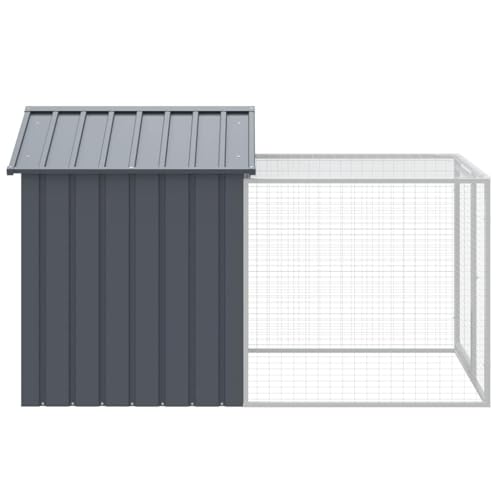 Chicken Coop Anthracite Galvanized Steel 79 x 46 x 48 in Outdoor Poultry Run with Roof Heavy Duty Pet Enclosure for Yard Farm - size: 79.1 x 46.1 x 48.4 in (W x L x H)