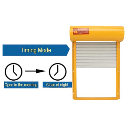 Automatic Chicken Coop Door, Solar Powered Timer Control with LED Display for Poultry Safety Duck Goose Farm, Metal Plastic Construction (Yellow) - color: Yellow
