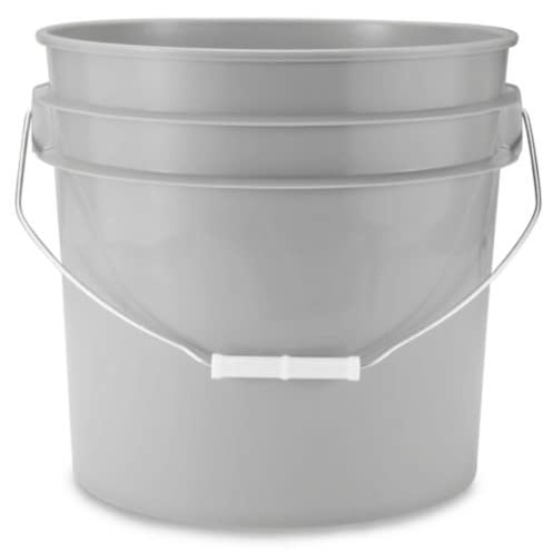 House Naturals 3.5 Gallon Food Grade Grey Bucket Pail with Green Screw on Air-Tight Lid (Pack of 4) BPA Free containers -Made in USA