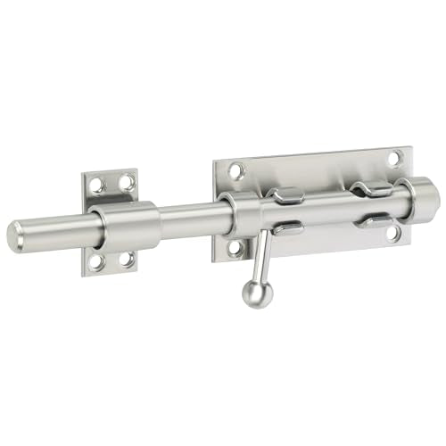 Alise Slide Lock SUS304 Stainless Steel Gate Latch, Slide Bolt Latch,Thickened Heavy Door Latch Lock,8 Inch Brushed Barrel Bolt Latch, Security Slide Latch Lock - color: Brushed, size: 8 Inch (Regular)