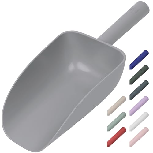 Extra Big Multipurpose Scoop– Solid Deep Scooper for Any Household – Disposing/Replacing Litter – Big Size Animal Pet Food Shovel – 44oz - color: Gray