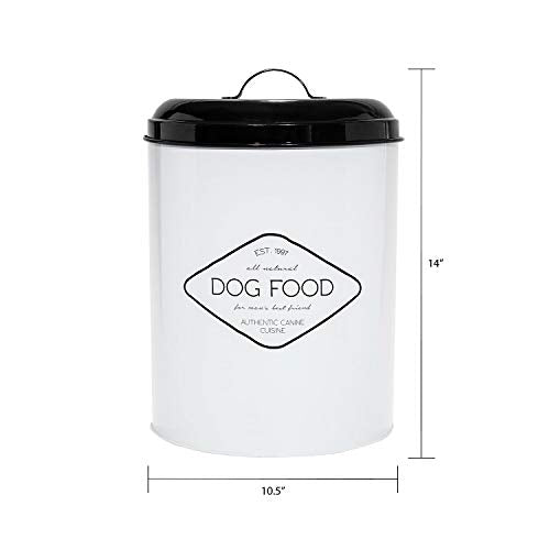 Amici Pet Buster All Natural Canister, Metal Storage Container with Handle Lid & Silicone Gasket Seal, Minimal Countertop Food Bin for Pantry, Pet Treats & Kitchen Dry Goods - 272 Oz (10.5"L x 14"H)