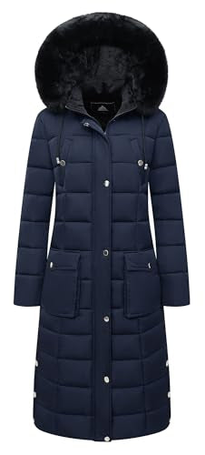 MOERDENG Women's Waterproof Long Winter Coat Thickened Down Alternative Jacket Warm Puffer Jacket Parka - color: Navy, size: XX-Large