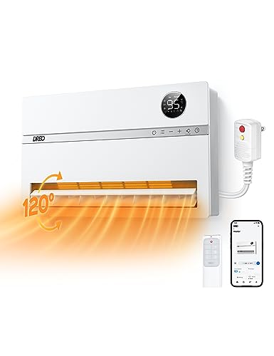 DREO Wall Heater for Bathroom, Smart Space Heaters with ALCI Plug, 1500W, 120° Vertical Oscillation, Adjustable Thermostat, 24H Timer, Easy Installation Electric Heater for Indoor use, Bedroom, Office - color: White, style: ALCI Plug