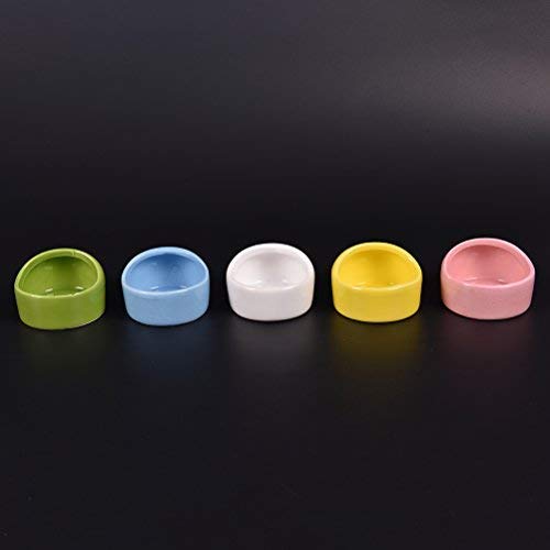 2 Pcs Gradient Side Hamster Ceramic Bowl, Cute Small Animal No Spill No Turnover Food Water Bowl, Suitable for Mouse, Chinchilla, Rat, Gerbil and Dwarf Hamster, Pet Supplies - color: White-Blue