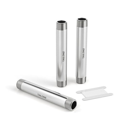 TAILONZ PNEUMATIC 1/2" NPT Male x 1/2" NPT Male 304 Stainless Steel Pipe Nipple, 12" Length Thickened Cast Pipe Fitting, Threaded Connector（Pack of 3） - color: 12"(300MM)Thickened, size: 1/2"MNPT