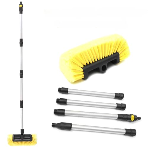 Forgrace 63" Car Wash Brush with 12-Inch Soft Bristle, Yellow | Tri-Level Dip Auto Cleaning, Extendable Handle, For Car SUV Truck Caravan Boat, Solar Panel House Siding, Sweep Snow - color: Yellow With Handle