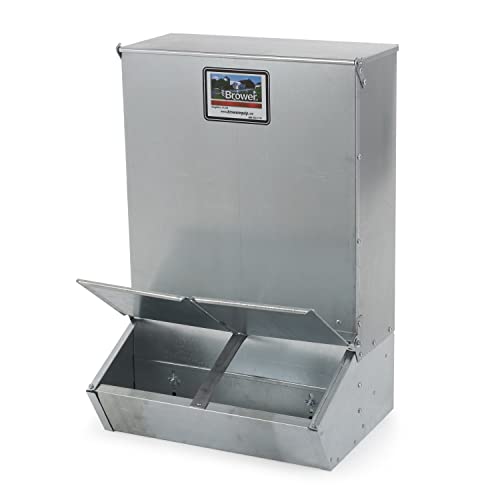 Brower 2 Door Heavy Duty Galvanized Steel Alloy Supplement Outdoor Hog Feeder with Free Acting Doors for 8 Full Grown Hogs and Pigs