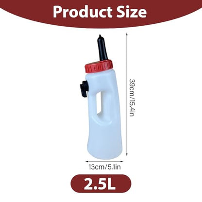 Calf Bottle with Detachable Nipple 2.5L Nursing Bottle with Regulating Valve and Handle Farm Equipment