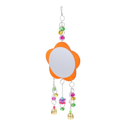 Chicken Mirror with Bell Hanging Bird Mirror for Parrots Hens and Poultry Cage Play and Enrichment Pet Supplies