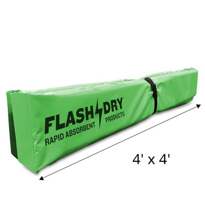 FLASHDRY Portable Spill Containment Berm, Folding Duck Pond 4' x 4', Reusable Oil, Fuel & Chemical Spill Containment Tray, UV-Resistant PVC, Heavy-Duty, Quick & Easy Setup, Garage & Industrial Use - color: Light Green