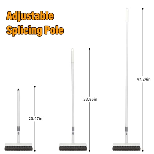 Floor Scrub Brush with Long Handle,Double-Sided V-Shaped Deck Brush,Grout Brush,Shower Floor Scrubber for Cleaning, Tile Scrub Brush with Stiff Bristles, 48"