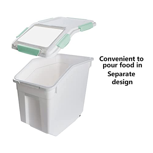 Airtight Flour Storage Container 25 lb Rice Storage Container with Wheels Seal Locking Lid, Food Containers with Measuring Cup& Scoop for Flour, Rice, Grain, Cyan 2Pack - color: Cyan 2 Count