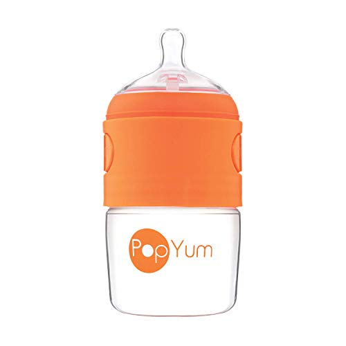 PopYum 5 oz Orange Anti-Colic Formula Making Baby Bottle | #1 Slow Flow Nipple, 150 ml, BPA-Free, Natural Latch, Mixing Dispenser - color: Orange, size: 5 Ounce (Pack of 1)