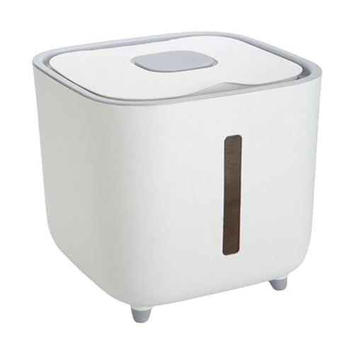 Rice Dispenser - 10kg Airtight Storage Container Clear Window, Bulk Grain Keeper Box, Secure Lid Dry Goods Organizer, Pantry Capacity Solution, Moisture Control Canister | for Kitchen Cereal Pasta - color: White