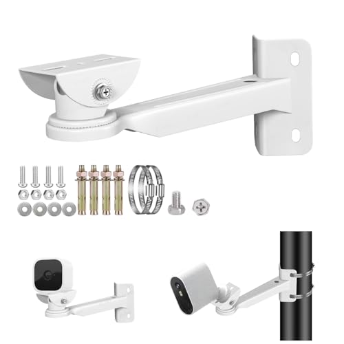 ZT-NET Security Camera Mount Corner Pole Mounting Bracket | Heavy-Duty Adjustable Holder for CCTV Cameras Installation Indoor and Outdoor Iron, White
