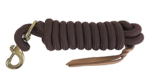AJ Tack 9 Foot Nylon Lead Rope with Leather Popper - color: Navy Blue