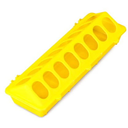 Flip Top Chick Feeder Trough Plastic Flip Top Bird Small Poultry Feeder Chicken Pigeon Duck Quail Feeder Waterer Small Chicken Feeders No Waste No Mess (Yellow) - color: Yellow