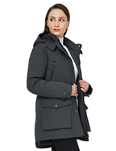WenVen Women's Waterproof Winter Coats Warm Thicken Puffer Jackets with Detachable Hood - color: Grey, size: Small
