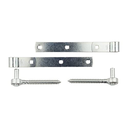 National Hardware N129-726 290BC Screw Hook and Strap Hinges 2-Pack - 10 in Zinc Plated Steel Gate Hinges for Barn Door, Fence Gate Hardware with Weatherguard Protection - size: 10 Inch