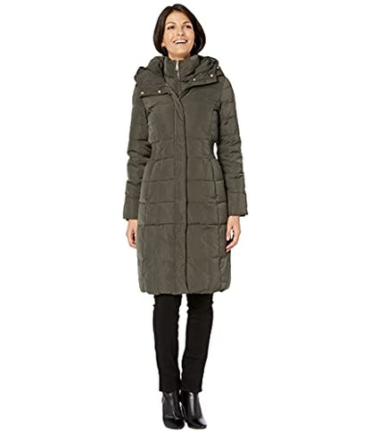 Cole Haan Women's Long Quilted Puffer Coat Down Jacket - color: Forest, size: Large