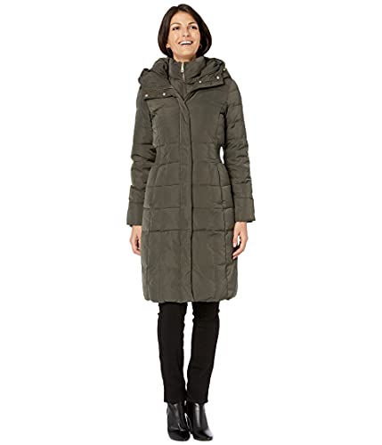 Cole Haan Women's Long Quilted Puffer Coat Down Jacket - color: Forest, size: X-Large