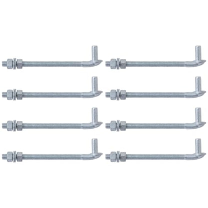 VIVIDA 10" J Bolt Gate Hinge 8 Pack, Chain Link Gate Bolt Hinge with 5/8" Male Pin, Galvanized Steel, Nuts & Washers Included - size: 10" (8 PCS)