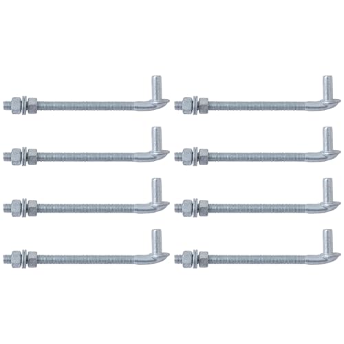 VIVIDA 10" J Bolt Gate Hinge 8 Pack, Chain Link Gate Bolt Hinge with 5/8" Male Pin, Galvanized Steel, Nuts & Washers Included - size: 10" (8 PCS)
