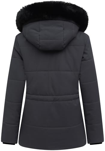 MOERDENG Women's Warm Winter Puffer Coat Thicken Fleece Lined Down Jacket Faux Fur Detachable Hood Snow Parka - color: Darkgrey, size: Medium