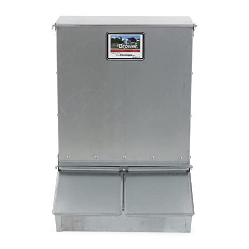 Brower 2 Door Heavy Duty Galvanized Steel Alloy Supplement Outdoor Hog Feeder with Free Acting Doors for 8 Full Grown Hogs and Pigs