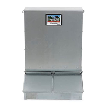 Brower 2 Door Heavy Duty Galvanized Steel Alloy Supplement Outdoor Hog Feeder with Free Acting Doors for 8 Full Grown Hogs and Pigs