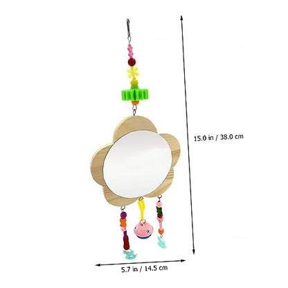 Hemoton Creative Hanging Wooden Mirror Toy for Pet Chickens and Engaging Mirror and Pendant Design for Curiosity and Exercise Chicken Coop Accessory
