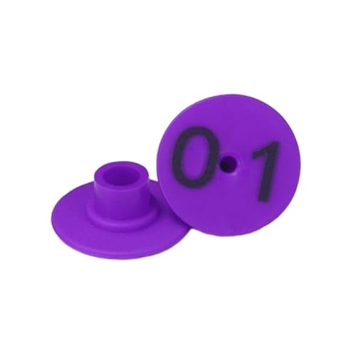 Piglet Round Ear Tags, Digital Livestock Ear Tags, Large and Eye-catching Numbers for Easy Identification 01-100 Purple - color: Purple
