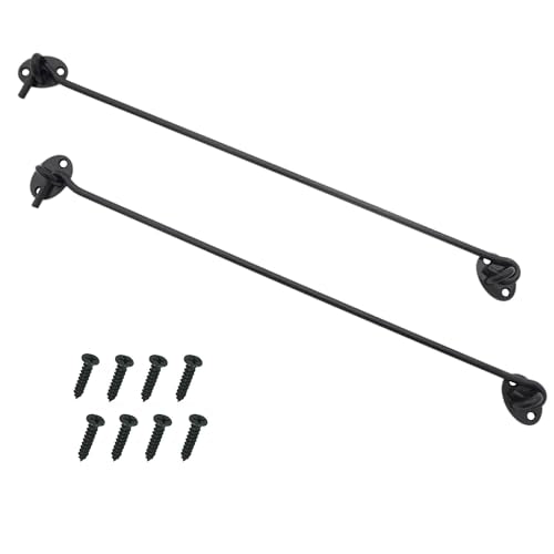 2PCS 16 Inch Stainless Steel Barn Door Hook and Eye Latch Black, Long Privacy Cabin Door Swivel Window Hook, Heavy Duty Gate Latch Holder Easy Lock- for Sliding Door, Garage, Shed, Window - size: 16 Inch - Black