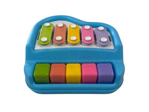 Small Piano for Dogs Pigs Rabbits Cats or Other Small Animals Musical Chimes to Earn A Treat Enrichment Toy - color: Blue - 7" X 7" X 4"