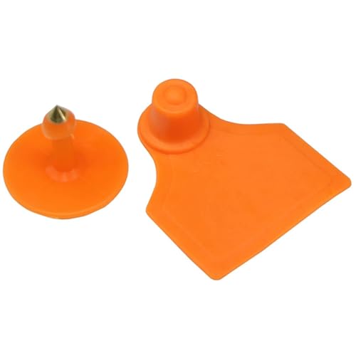 Cattle Ear Tags 100PCS 4x5CM Blank Ear Tags for Goats Sheep Cattle Cows Pigs Livestock Identification TPU Precision Eear Label Farm Animal Marker for Animals(Orange) - color: Orange