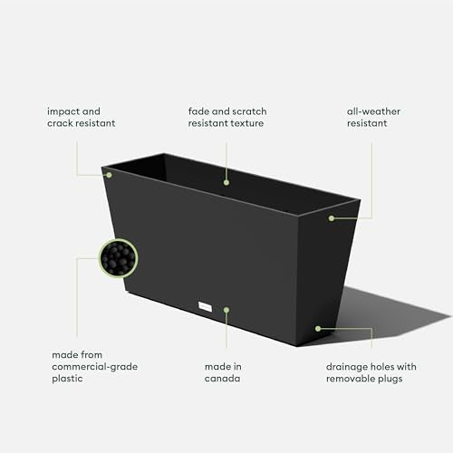 Veradek Midori Long Trough Planter (Black, 31 inch - 2 Pack with 2 Saucer Trays) - color: Black, size: 31 inch - 2 pack with saucers