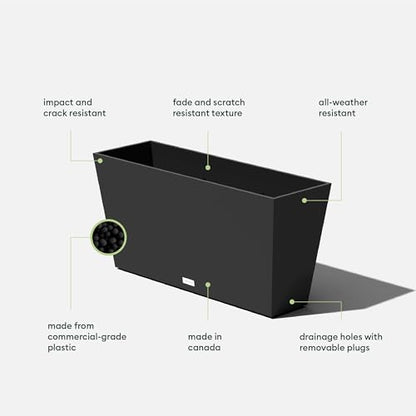 Veradek Midori Long Trough Planter (Black, 31 inch - 2 Pack with 2 Saucer Trays) - color: Black, size: 31 inch - 2 pack with saucers