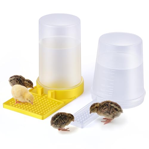 Feekoon 2Pack 400ml Quail Water Feeder, Anti Drowning Design, Ideal for Button Quail, Quails, Baby Chicks, Ducks, and Baby Birds, Safe and Durable Waterer, Easy to Install and Clean