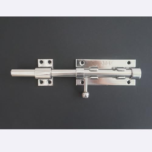 8 Inch Thick Slide Barrel Door Bolt Latch Heavy Duty Gate Lock,Slide Bolt Latch, 304 Stainless Steel Bolt Lock with Padlock Hole, Shed Door Latch for Wooden Fence - Silver - size: 8 Inch - Silver